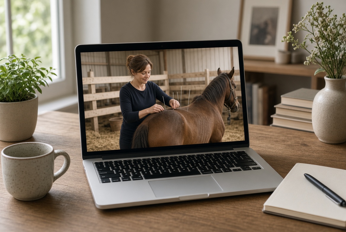 Online Zoom course learning equine acupuncture